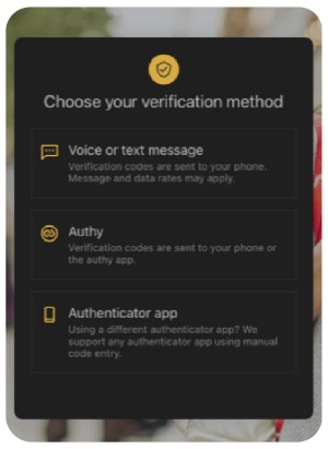 Banno Mobile Choose verification Method